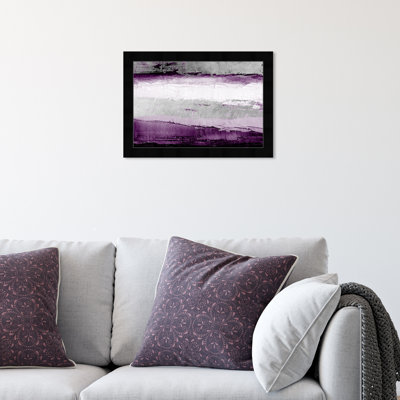 Purple Silver Abstract Shades Traditional Framed Art Print For Living Room