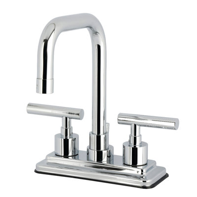 Kingston Brass Manhattan Two-Handle 3-Hole Deck Mount 4" Centerset Bathroom Faucet with Brass Pop-Up