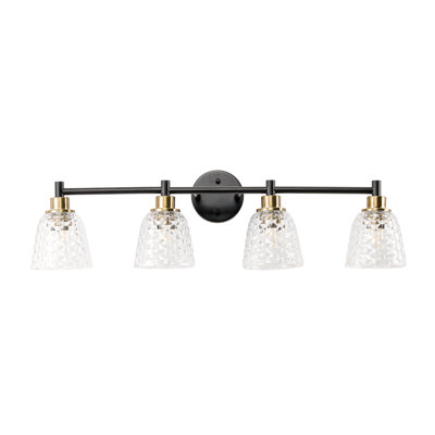 32-inch 4-light Wall Sconce Grid Glass