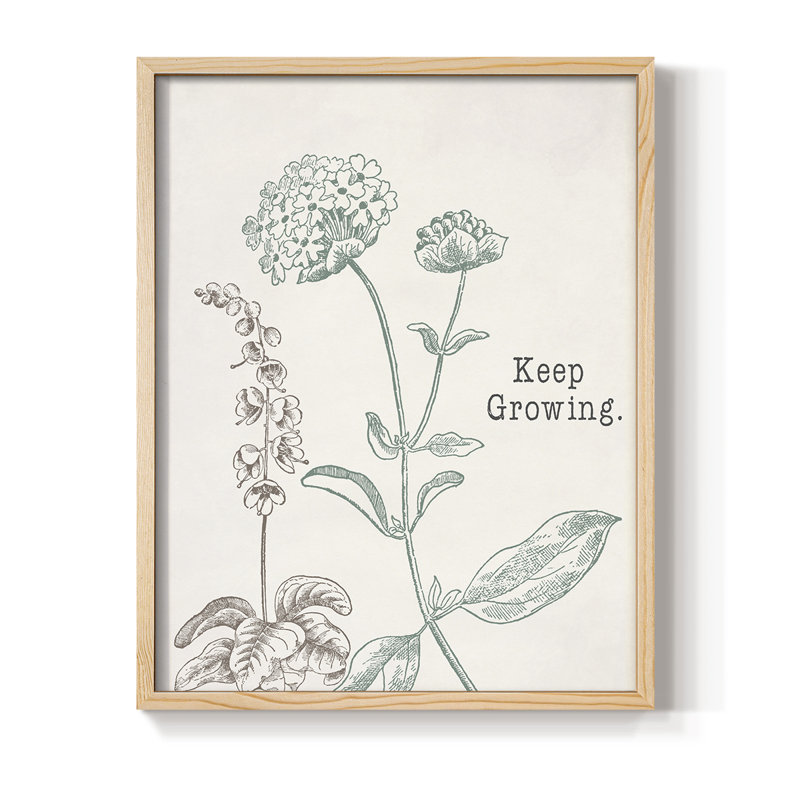 Keep Growing Framed Print - Solid Wood, Natural, 21" H x 17" W