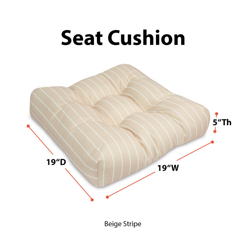 Bergholt Patio Seat Cushion, 19in. W, Soft Beige Stripe