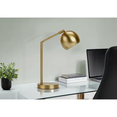 Lighting, 19"H, Table Lamp, Gold Metal, Gold Shade, Contemporary
