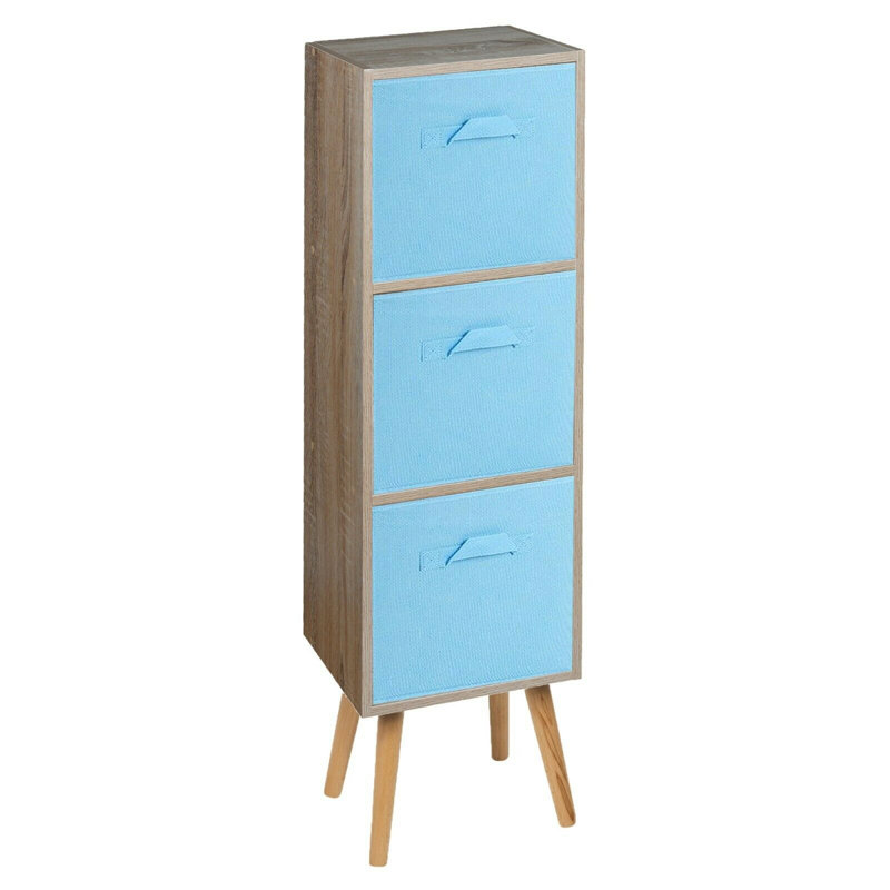 Corto 100cm H x 30cm W Wood Standard Bookcase, Antique Oak/Sky Blue/Black