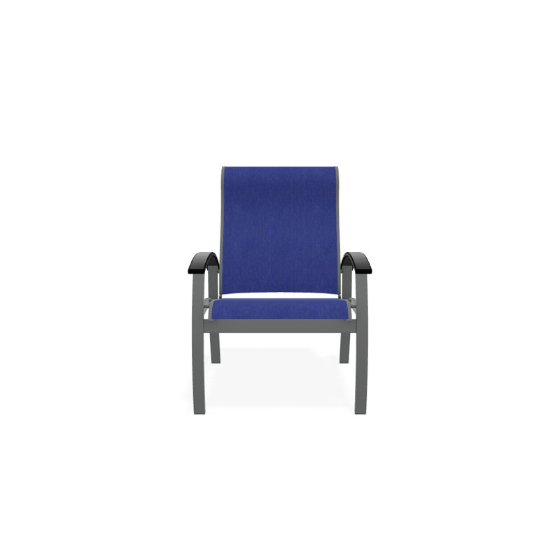 Chaise de patio Askar, Atlantis bleu royal Sunbrella®, Noir, Graphite texturé