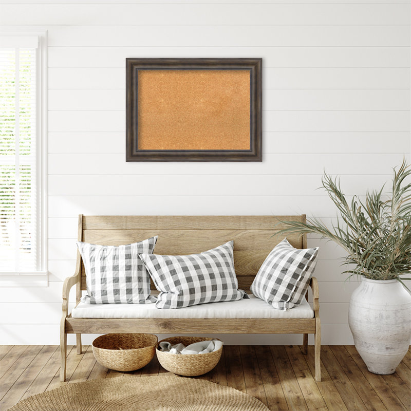 Rustic Charred Wood Framed Natural Cork Bulletin Board