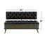 Banc de rangement noir en métal avec similicuir capitonné, 54 po x 19 po x 31 po