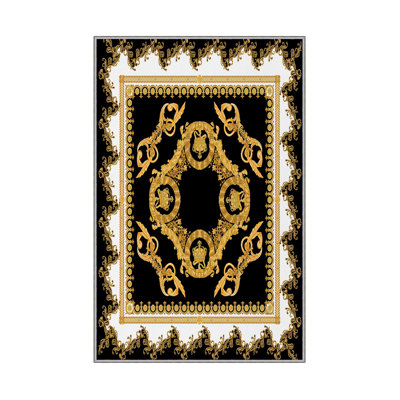 Tapis d'entrée élégant, impression numérique 3D, 3,9 x 4,9 pi | 100% polyester, antibactérien, envers en PVC antidérapant, hauteur des poils: 0,04 po, lavable à la machine, parfait pour le décor du salon et du vestibule