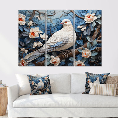Colombe bleue et blanche I - art mural colombe