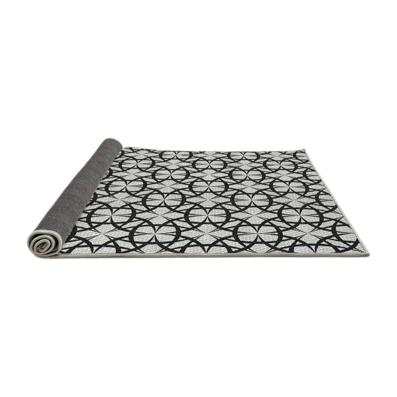 Tapis gris/noir tissé à la machine, Rond 8 pi