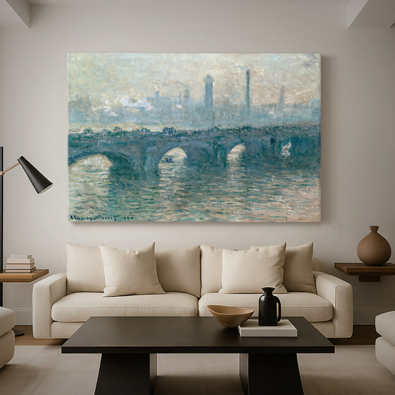Pont Waterloo, Londres-Claude Monet-Toile tendue avec châssis-1900, 40 po x 60 po