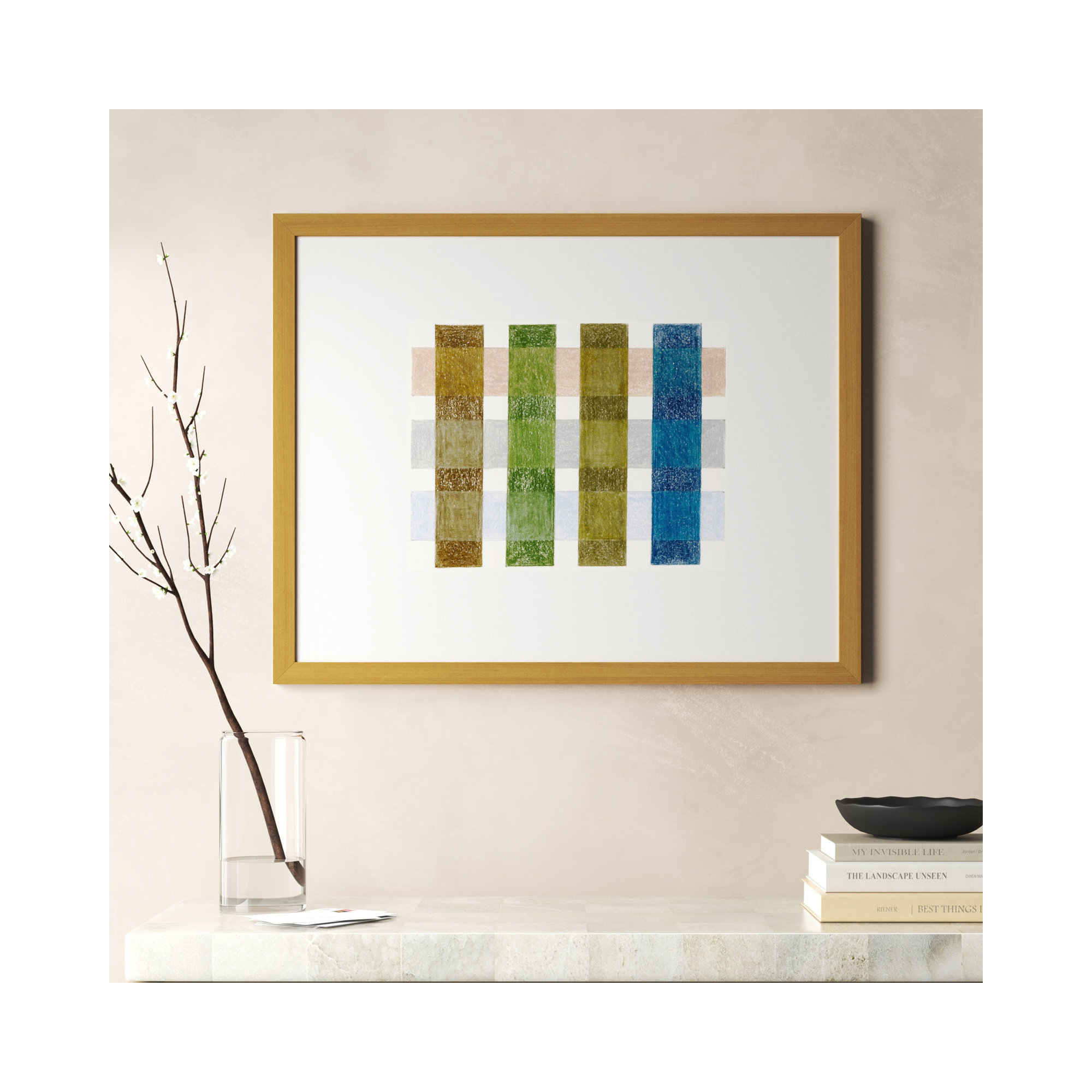 Gridlock V by Beth James, 24'' H X 30'' W X 1.25'' D, Gold Framed