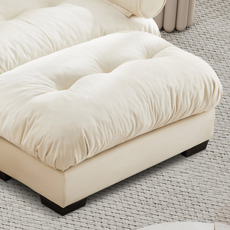 Over Size Modern Upholstered Sofa With Ottoman, Cream Velvet
