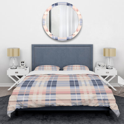Ensemble de housse de couette moderne bleu rose et moderne Serenity