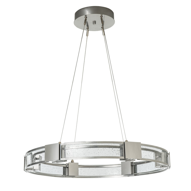 Aura Glass Ring Chandelier, Sterling, Seeded Clear Glass