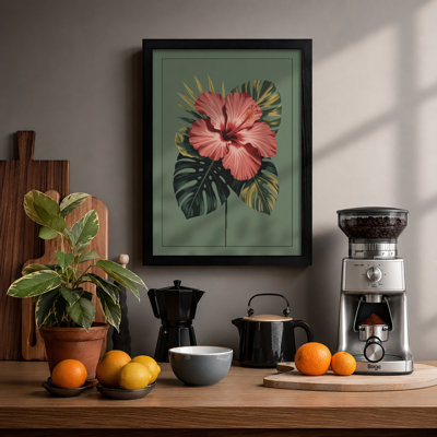 Pink Hibiscus Study Botanical - Framed Print
