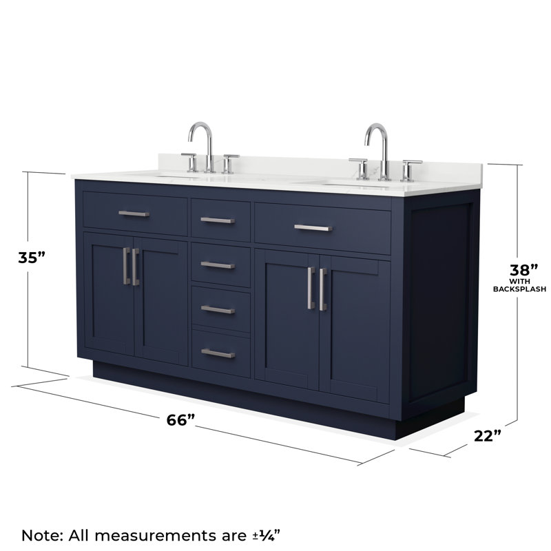 Beckett TK 66'' W Double Vanity, Brushed Nickel, Giotto Quartz, White/Silver