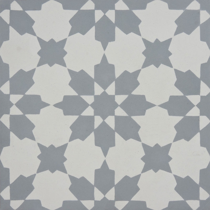 Ahfir 8 in. x 8 in. Tile, Gray/White