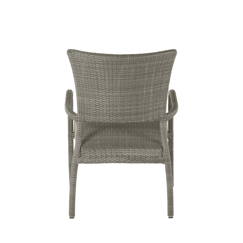 Skye Woven N-Dura Resin Wicker Stackable Outdoor Arm Chair, Welt, Check Plaid Reef, Oyster