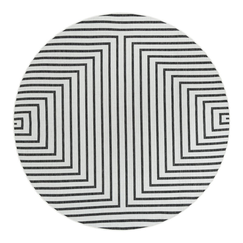 Geometric Indoor / Outdoor Rug, Round 7'10"