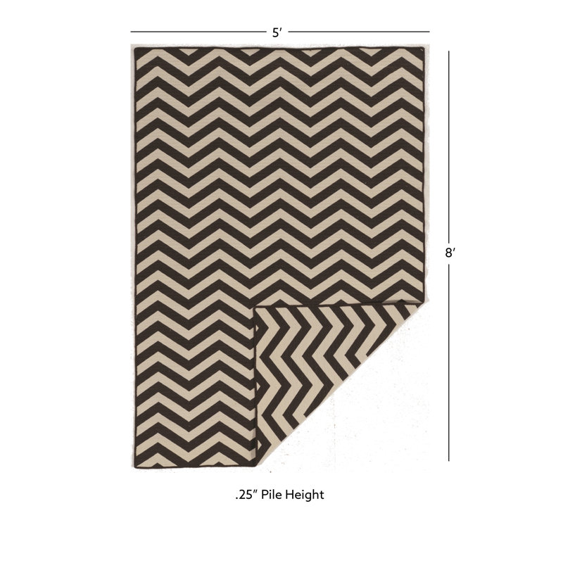 Peake Hand Tufted Wool Chevron Indoor Rug, Rectangle 5' x 8'