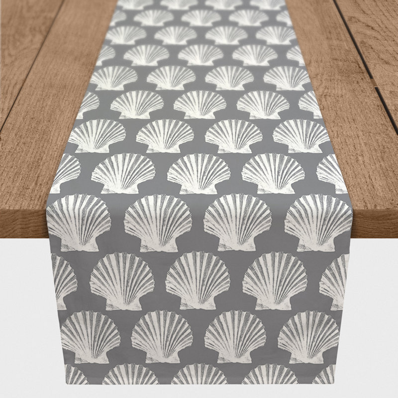 Chemin de table géométrique Amaya, L 72 po x l 16 po, Gris clair