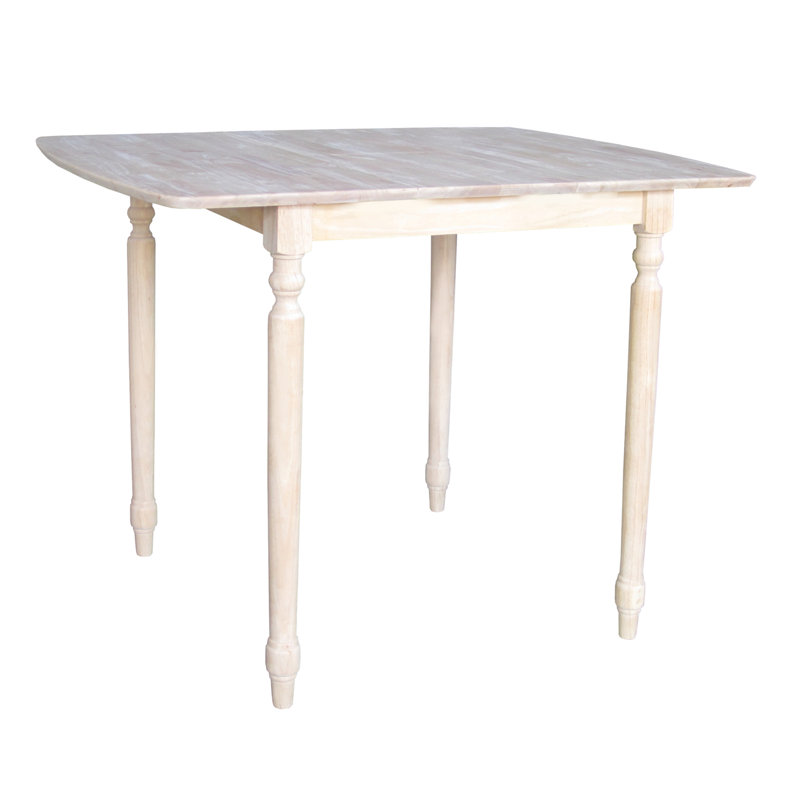 Ginna 48 " Extendable Rubberwood Rectangular Solid Wood Top with Solid Wood Base Dining Table