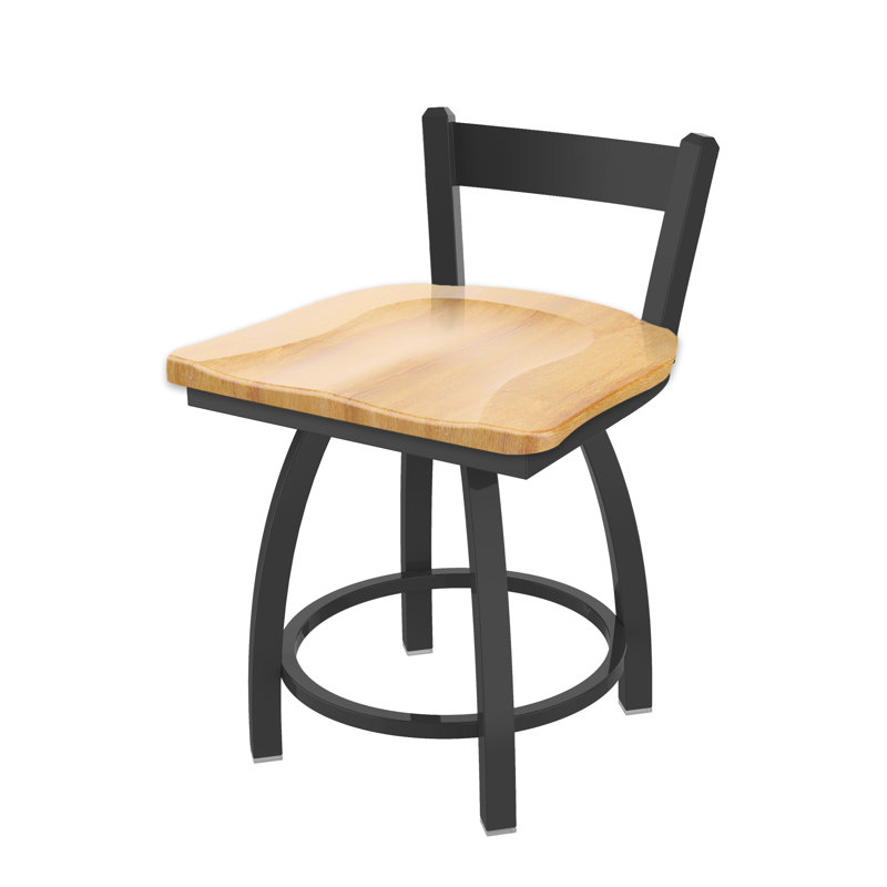 Tabouret de coiffeuse en métal Catalina, Étain, Bois - Érable naturel