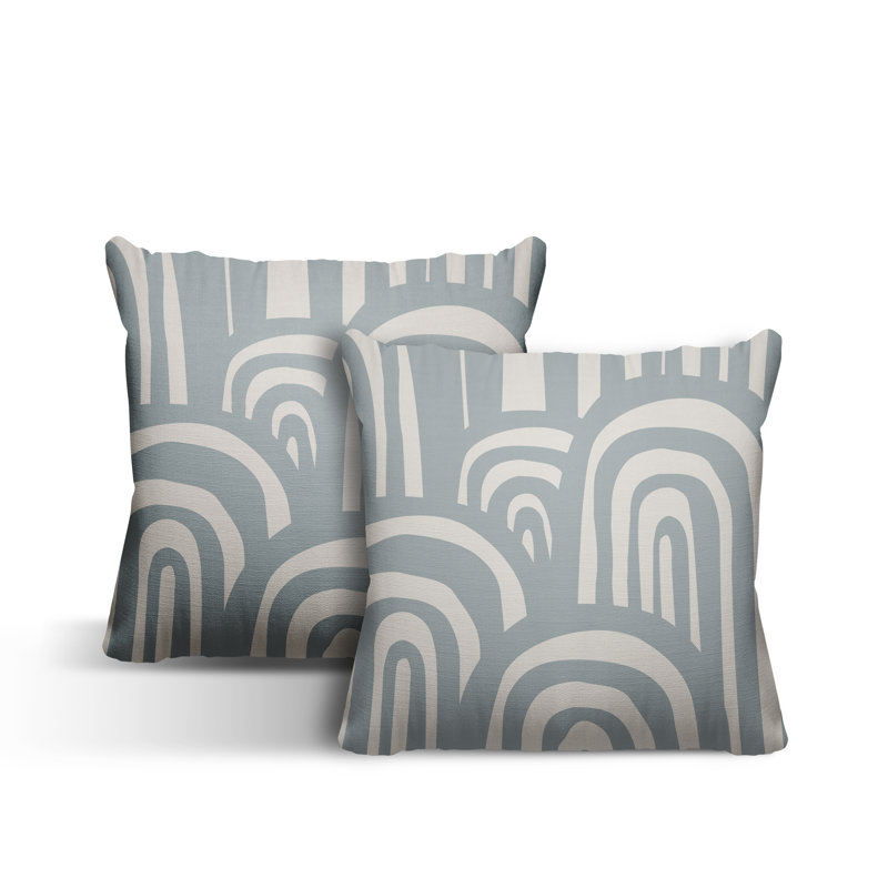  Coussin décoratif intérieur / extérieur abstrait carré, L 19 po x H 19 po, gris