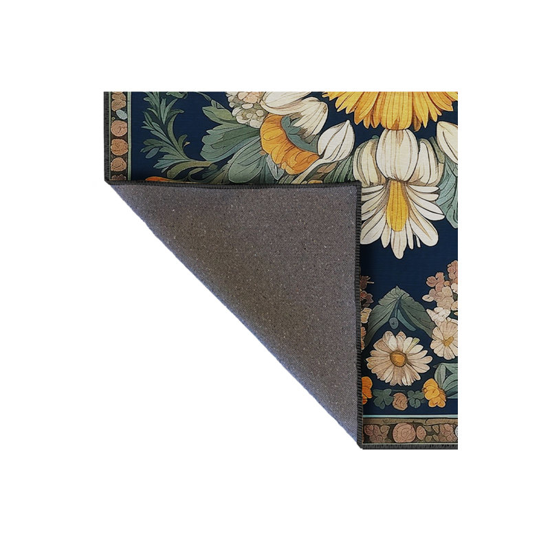 Tapis bleu tissé lavable rétro Mosso, 2'4" x 3'11"