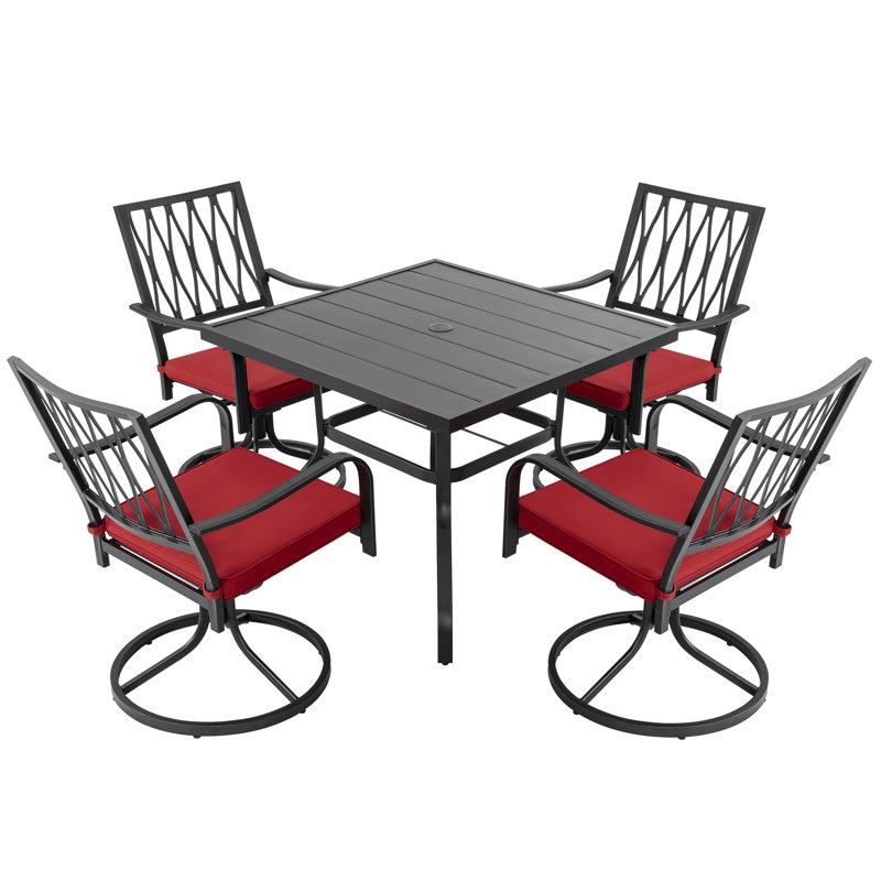 Dining Set with Cushions, 5 Pieces: Table, 4 Chairs ,  28.3 " H x 37 " W x 37 " D 