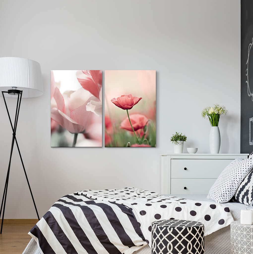 2-tlg. Leinwandbilder-Set - Fotografie „Poppies Tulips Summer Flowers”