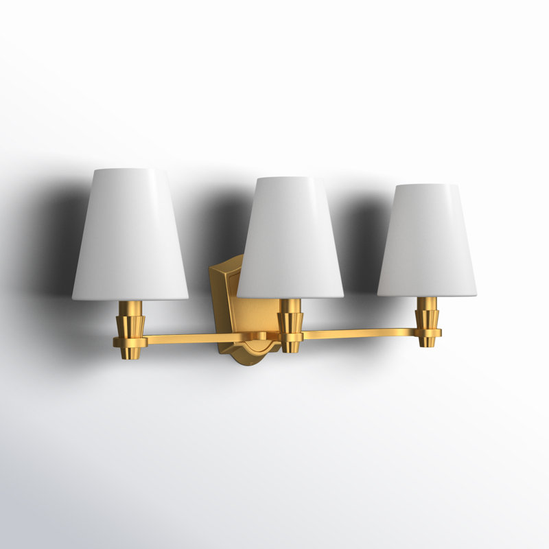 3 Light Alabaster Dimmable Vanity Light, Burnished Brass