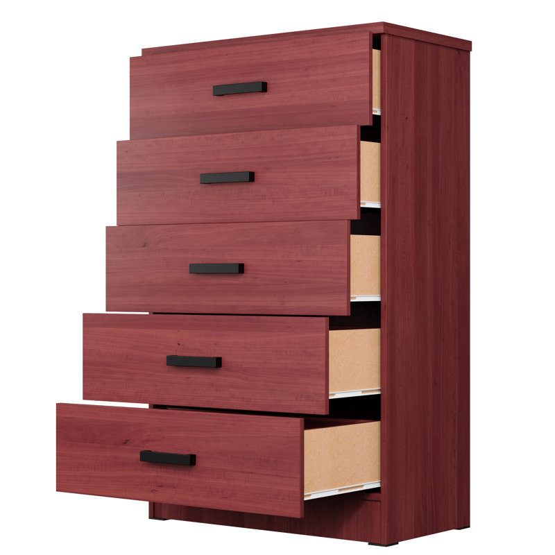 Commode à 5 tiroirs  - entièrement assemblée, Acajou