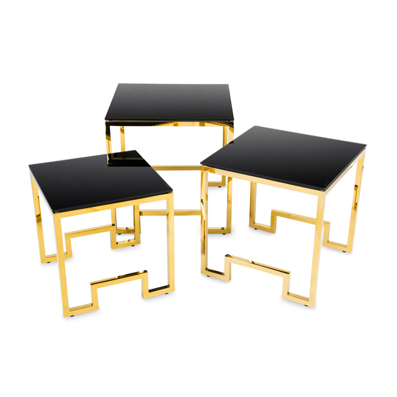 Alvin Glass Top Frame Nest Of Tables