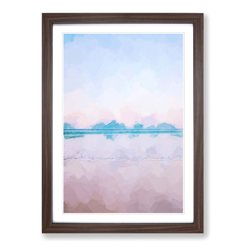 Luz Beach in Portugal in Abstract - Picture Frame Graphic Art Print, 91cm H x 60cm W x 2cm D, Walnut