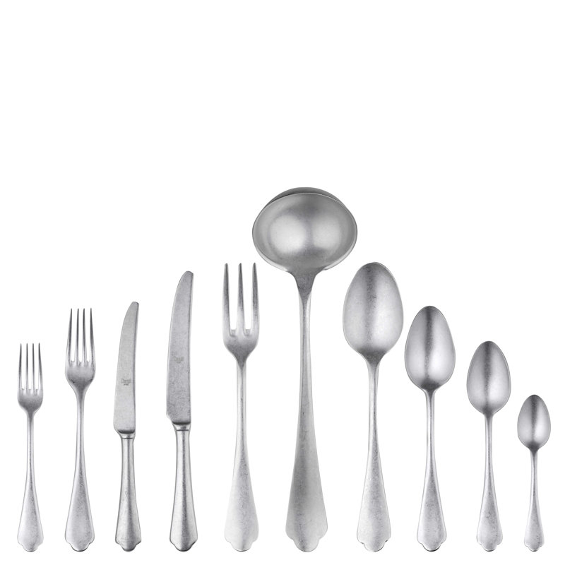 Dolce Vita Flatware Set - 87 Pieces - Pewter, Pewter