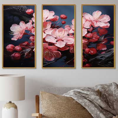 Cerisier rose en fleurs II - art mural cerise