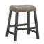 Ensemble de tabouret de bar rustique en bois de 2 à 25 pouces avec siège en cuir brun, finition vieillie et structure robuste