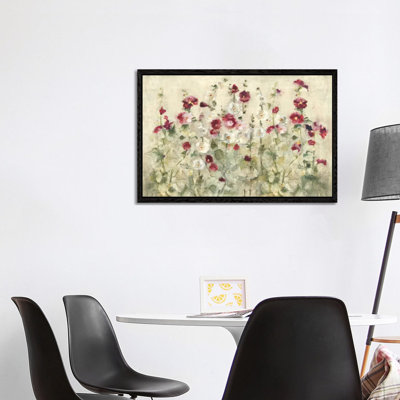 Hollyhocks Row Cool by Cheri Blum - Print on Canvas