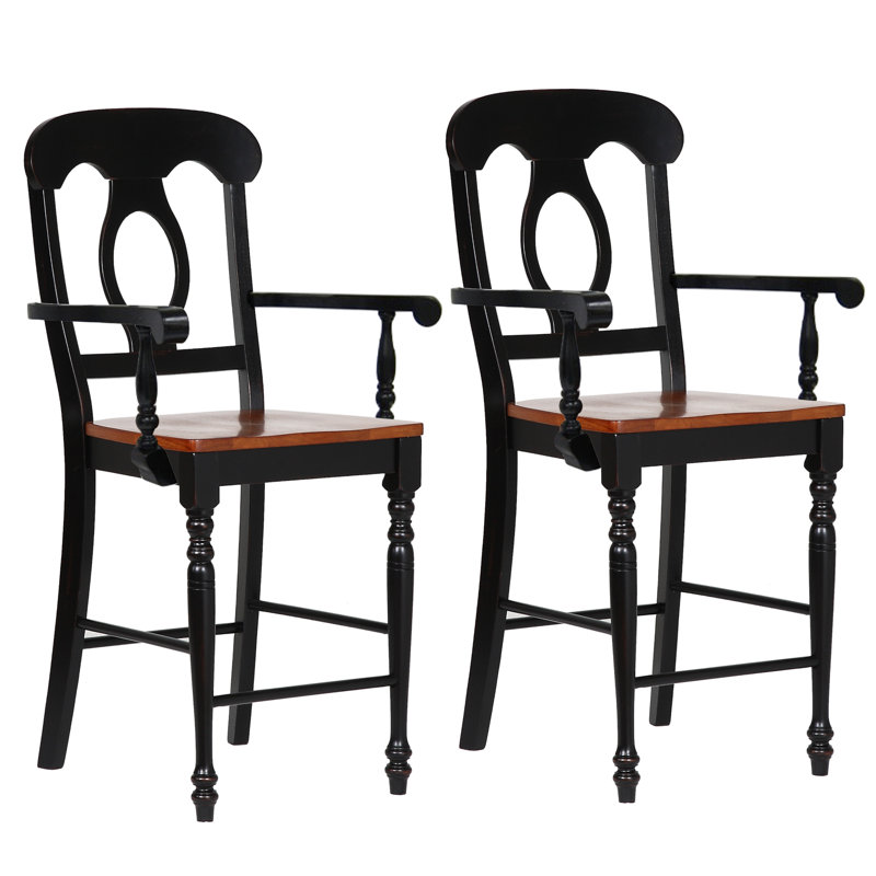 Cynnthia Solid Wood Counter Stool, Antique Black/Cherry