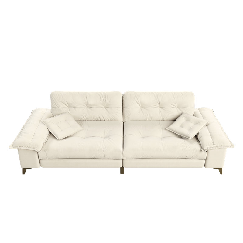 Modern Cloud Sofa with Extra-Wide Removable Armrests,Chenille Upholstery & Tufted Design, Dark Gray