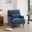 Fauteuil d'appoint rembourré à garniture cloutée bleu marine avec coussin décoratif et pieds en bois massif-1646493043