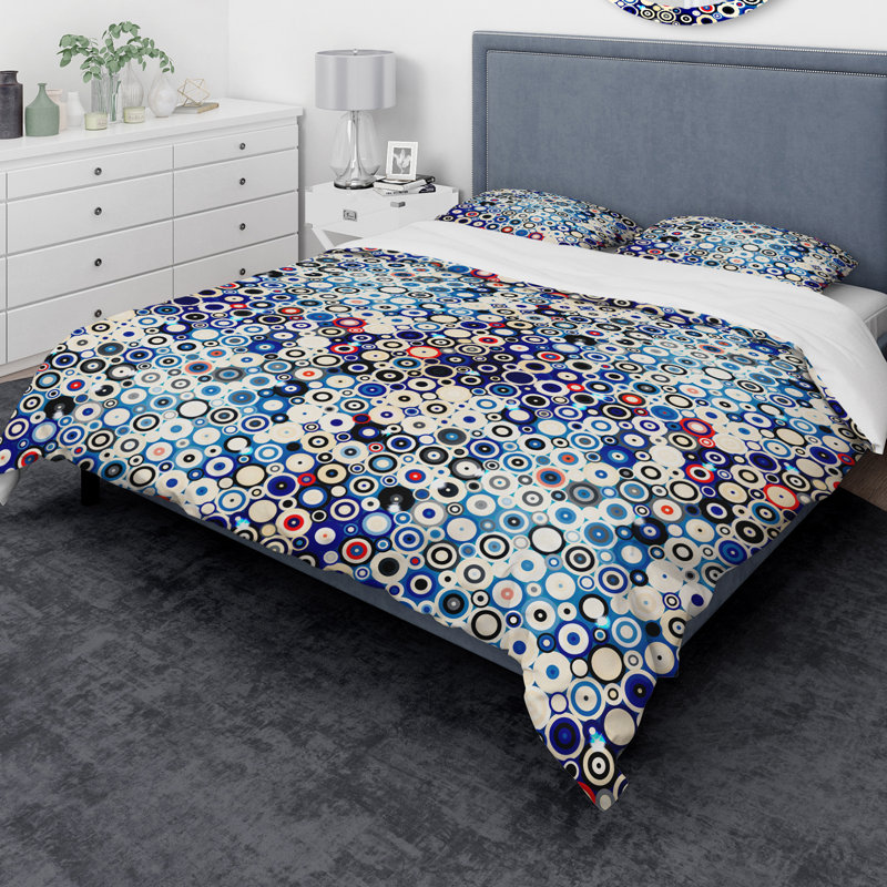 Ensemble de housse de couette en style disco designart étoiles et points rétro