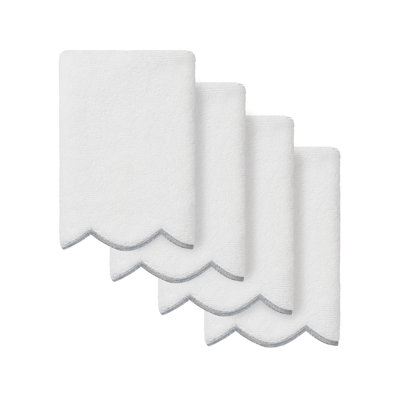  100% Turkish Cotton ADORNIA Scallop 4PC Fingertip Towel Set