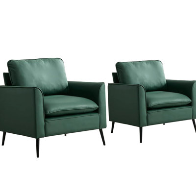 Ensemble de 2 pièces pour salon, balcon - Fauteuil d'appoint élégant en similicuir confortable et respirant, facile à nettoyer, 2 places, chambre, foyer, partiellement assemblé