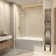 35'' - W x 55'' H Pivot Door Frameless Tempered Glass Tub Door with Easy Clean Coating