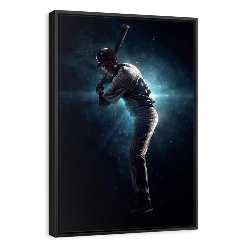 Joueur de baseball professionnel, 25 po x 37 po, Cadre flottant noir