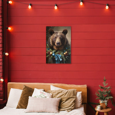Toile de Noël avec grizzly de Noël, design par Tina LeCour