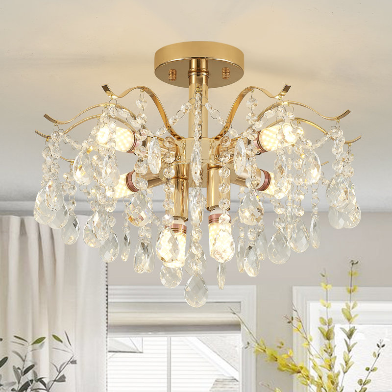 Plafonnier encastré en cristal 6 lumières