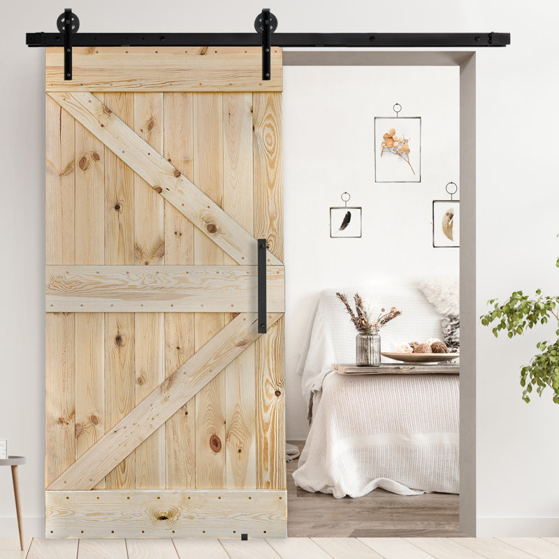 Russellton Solid Pine Sliding Door, Unfinished